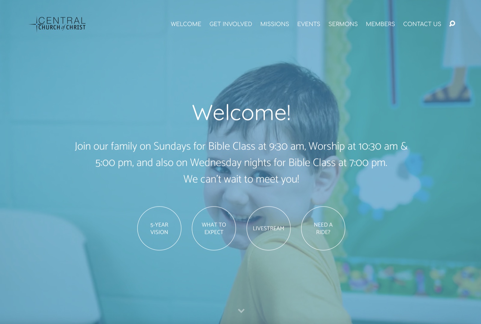Central church of Christ website homepage